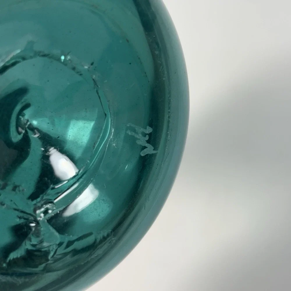 Blue Hand Blown Glass Vase with Coiling Spiral Swirl on the Stem 8.5